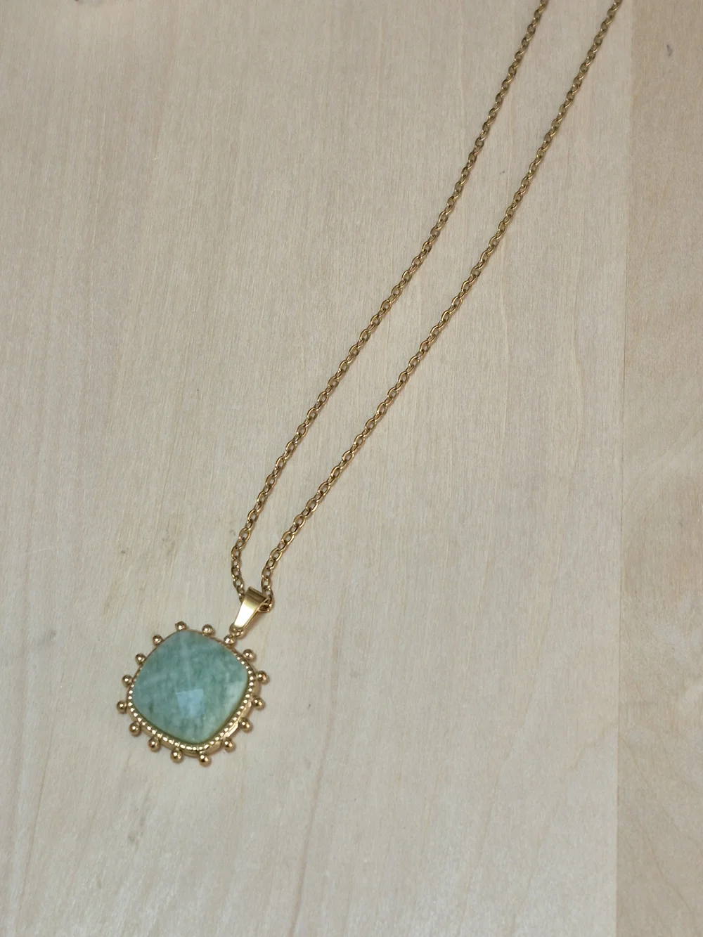 🩵🩵NEW🩵🩵 PRETTY!! Natural Stone Faceted AMAZONITE Square Pendant Necklace